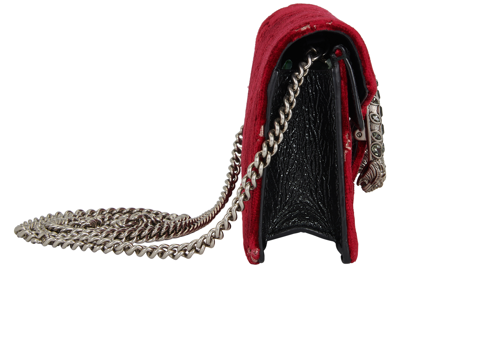 Super Mini Dionysus, &pound;590, Handbags, Red, Velvet, Side view